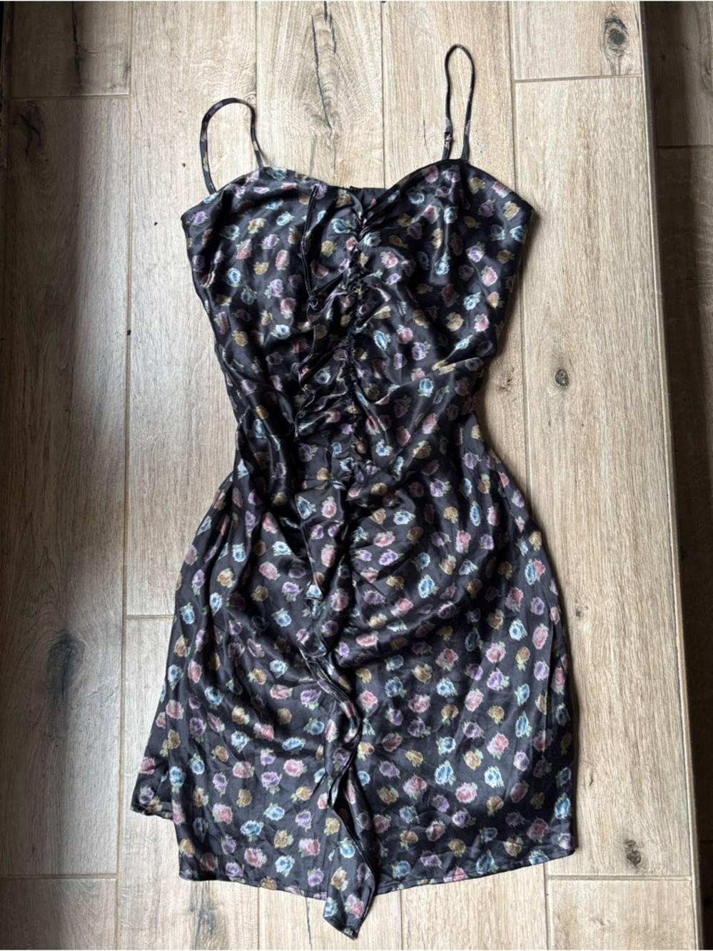 Betsy Johnson black metallic rose print dress